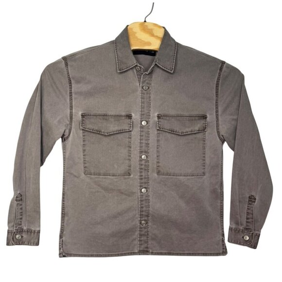 Abercrombie & Fitch Mens Gray Cotton Button-Up Casual Utility Shirt Chest Pocket - Picture 1 of 10
